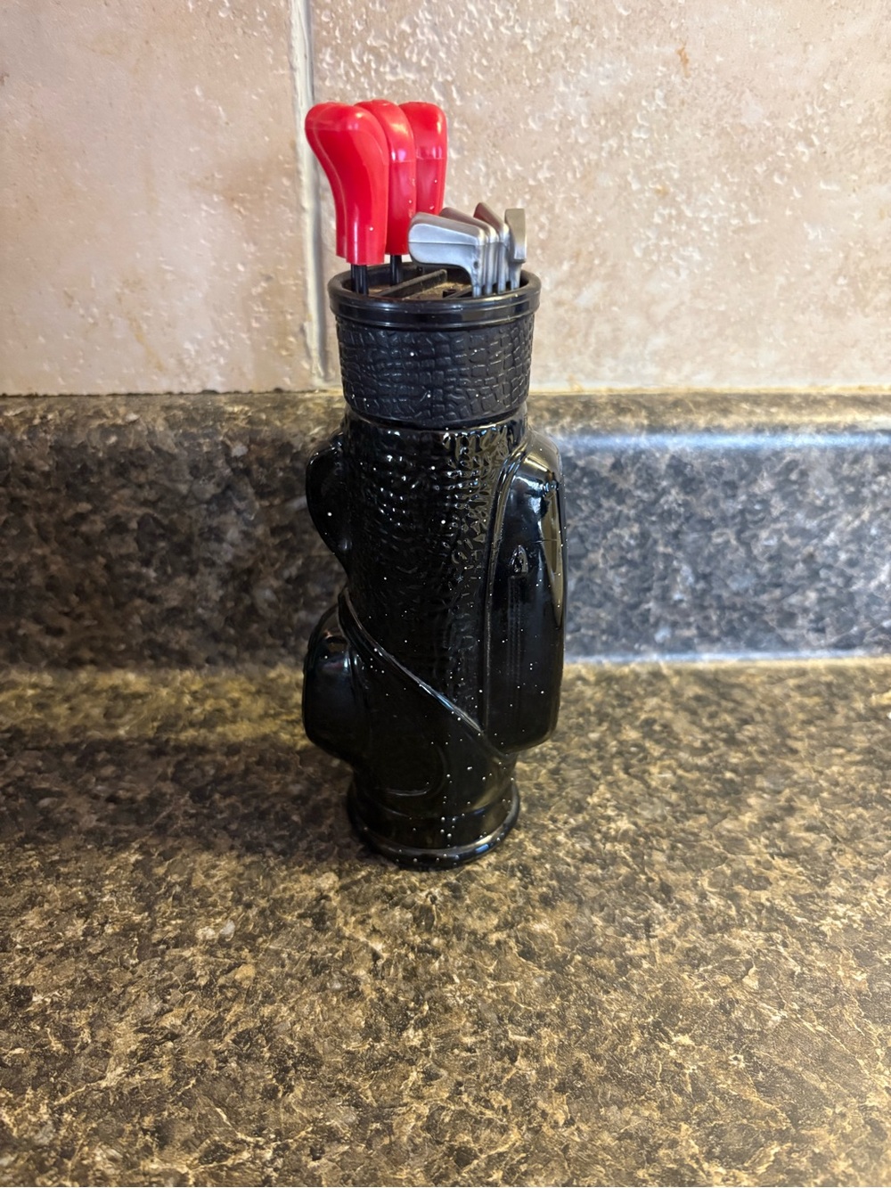 Black Ceramic Golf Bag Avon Bottle - EMPTY